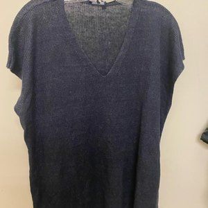 EILEEN FISHER Organic Linen Delave Rib V-Neck Top